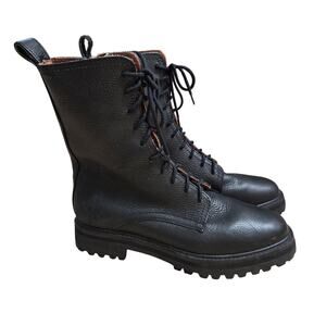 Reformation Katya Combat Boots 9.5 Black Side Zip Lace Up